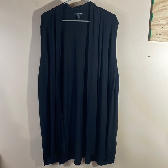 Eileen Fisher black sleeveless open cardigan - Picture 2 of 5